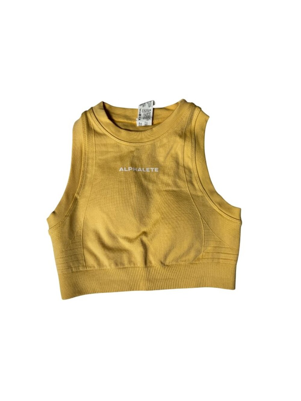 Alphalete Womens Yellow Seamless Crop Tank Top Size Small Stretchy Athletic